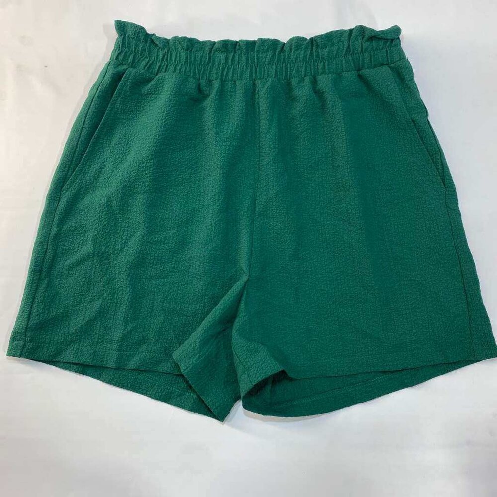 Nine Light Shorts Womens S Green Textured Elastic Waist Pull On Casual Summer